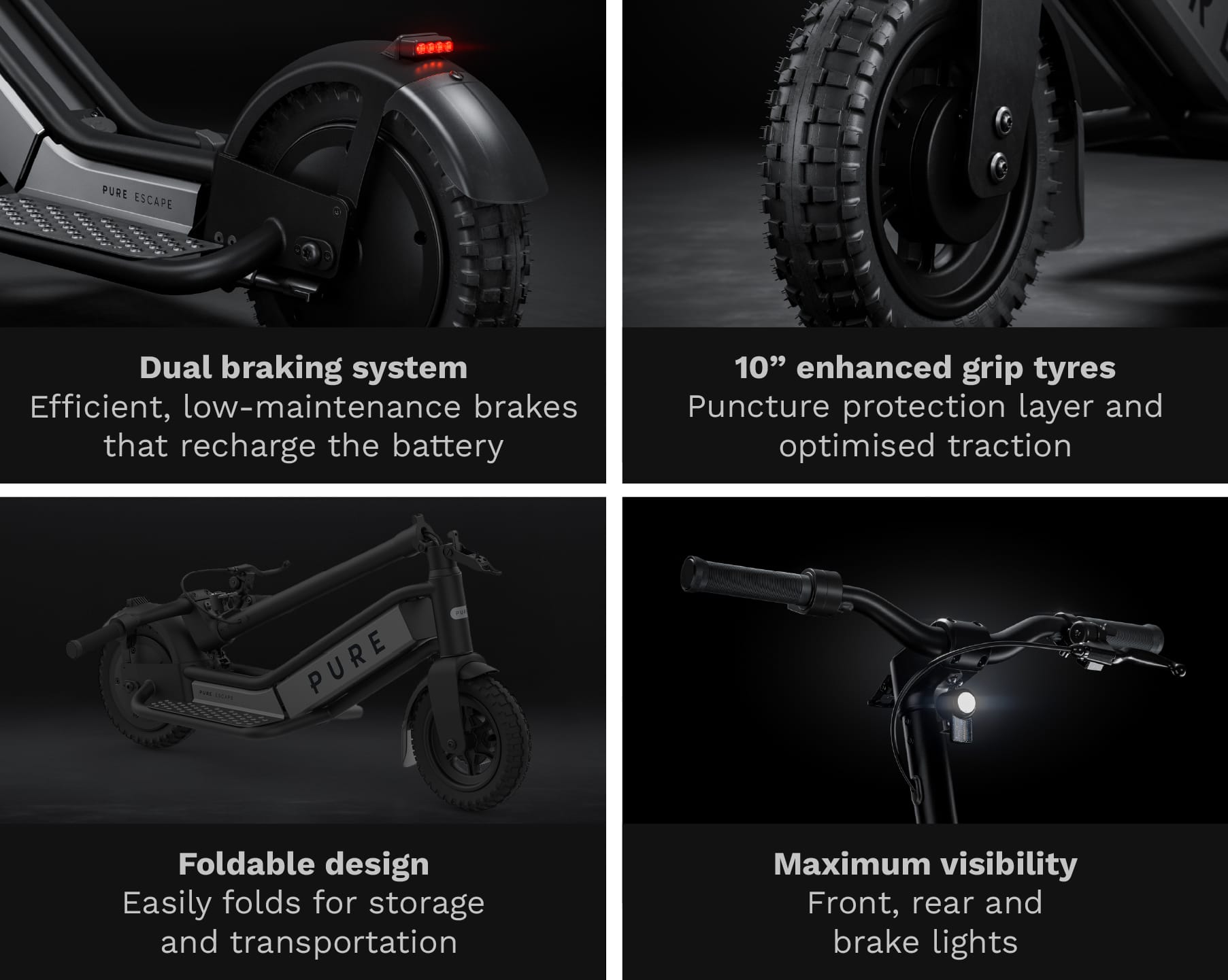 Pure Electric Scooter Black & Gunmetal Escape